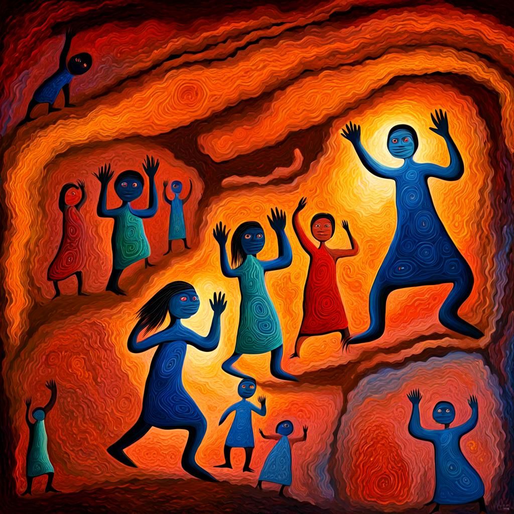 Aboriginal Cave Drawings Come to Life as Impasto Painting