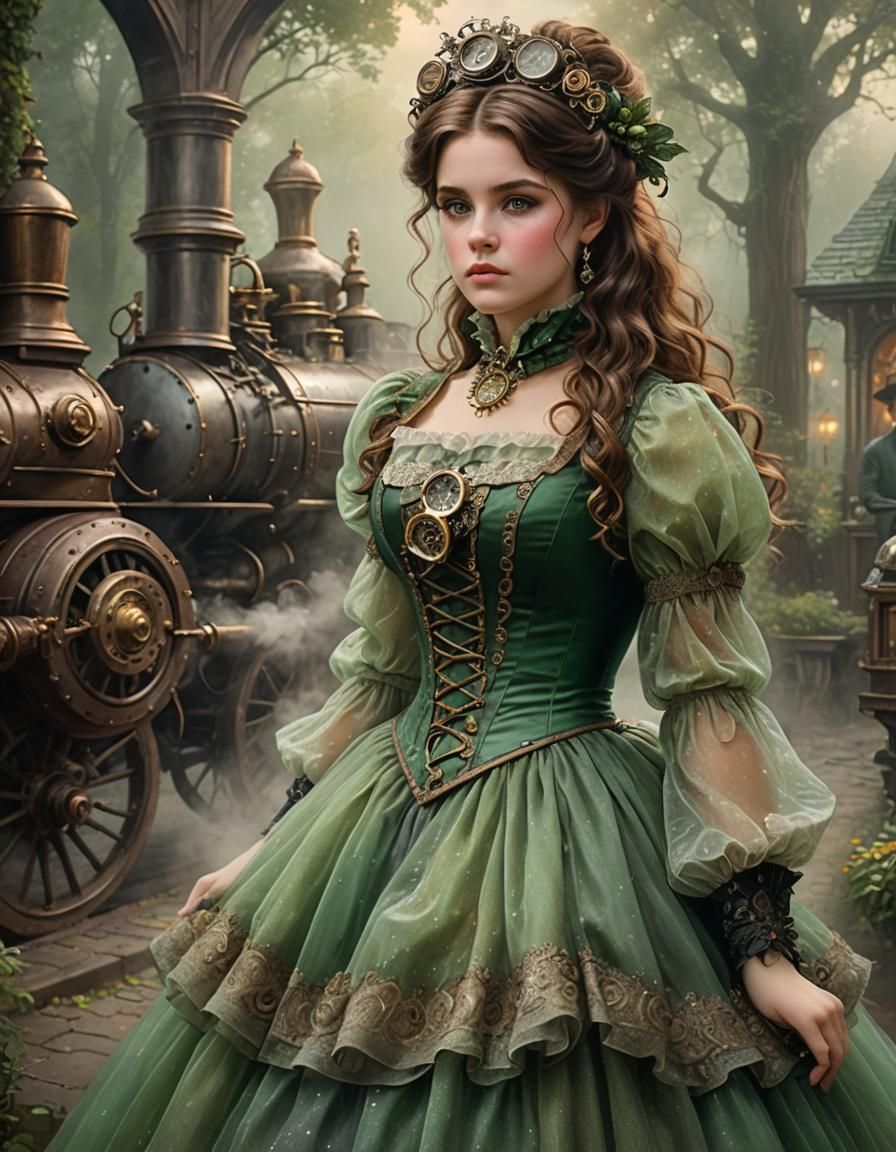Steampunk Girl in Victorian Dress: Vintage Photography