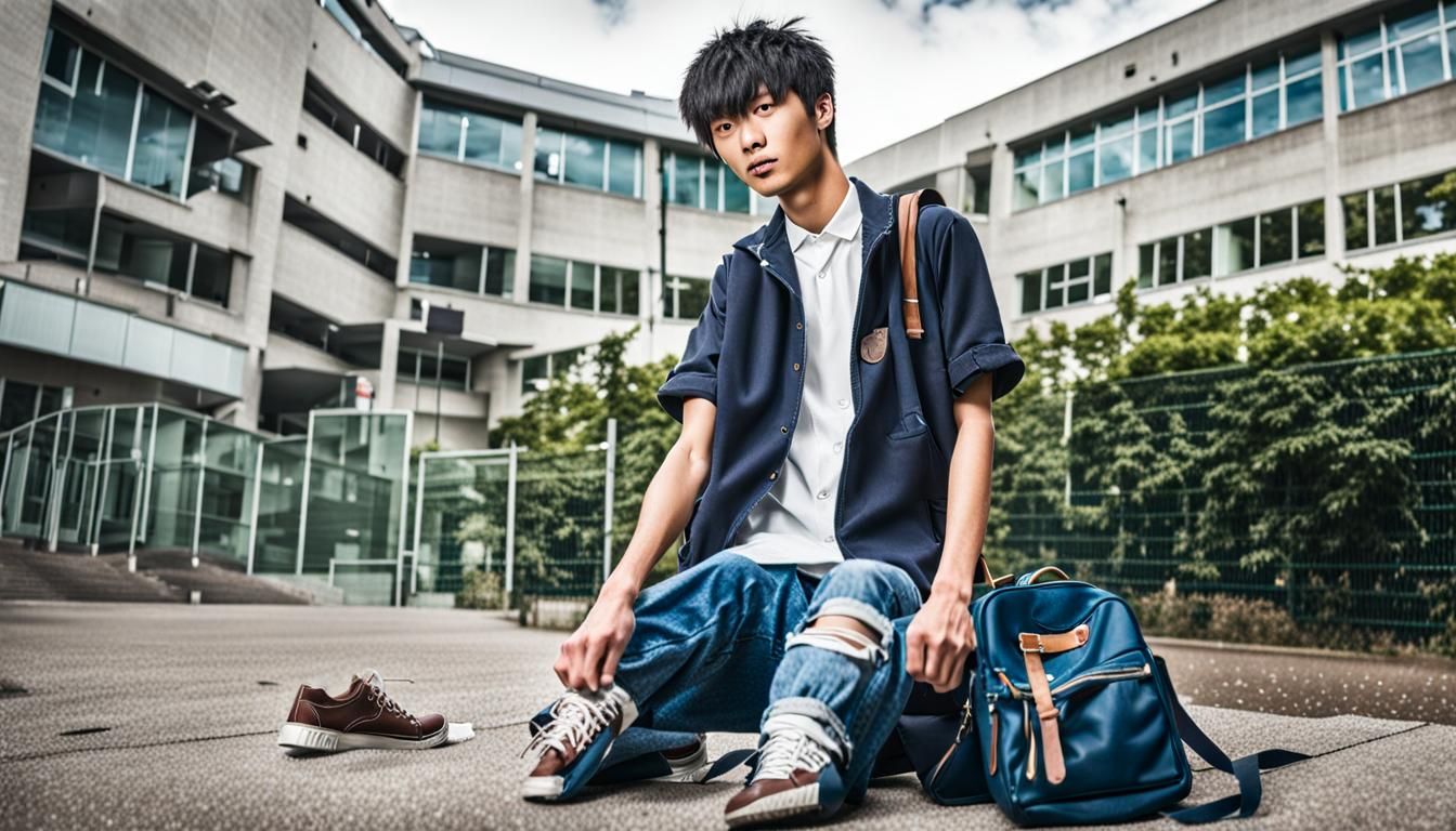 AI Image of High School Student in Ragged Clothes