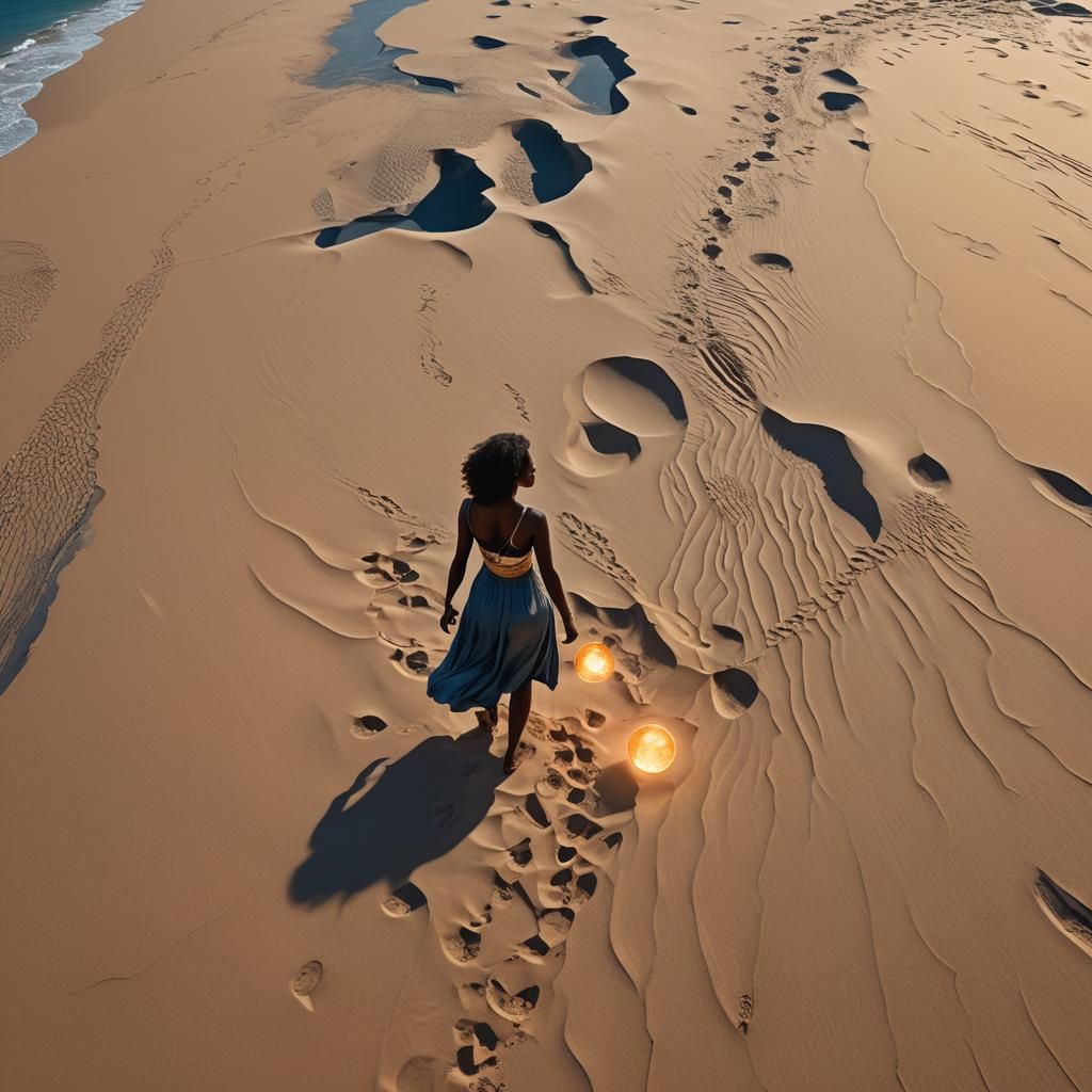 Duality of Worlds: A Black Girl Stands Between Night and Day