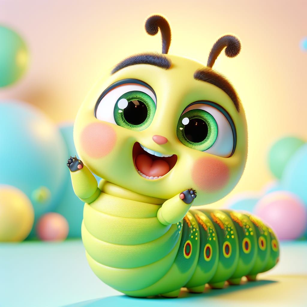 Excited CGI caterpillar