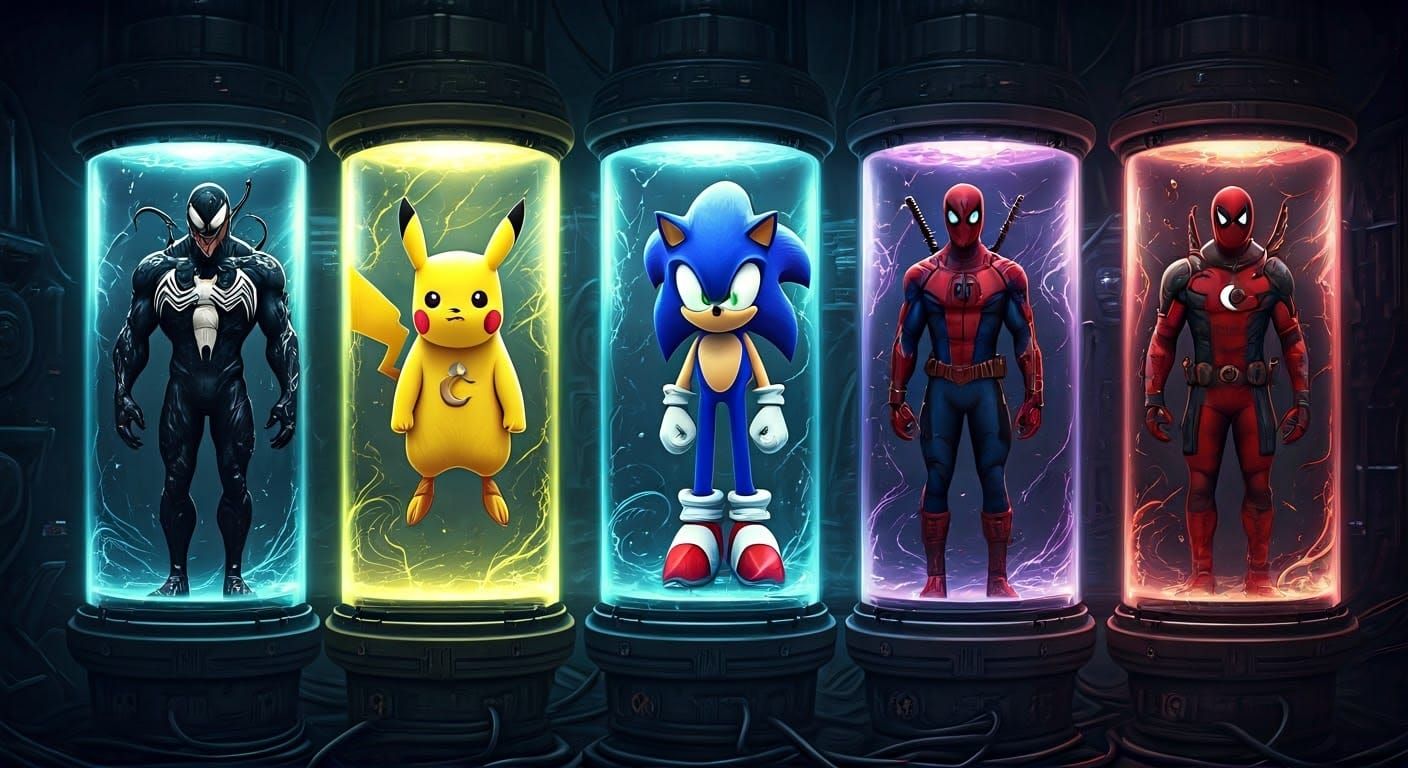 Supernatural Beings in DNA Tube Tanks, Bathed in Electric En...