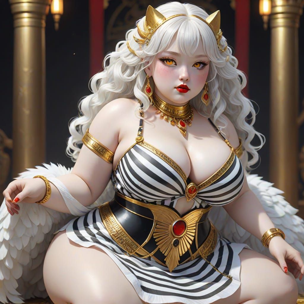 Anime Woman with Golden Eyes and Fluffy Tail