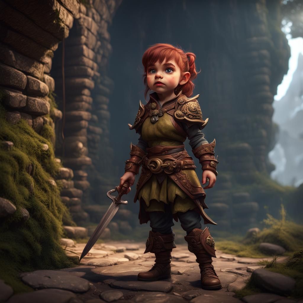 Fantasy Female Halfling in Detailed Matte Painting Style