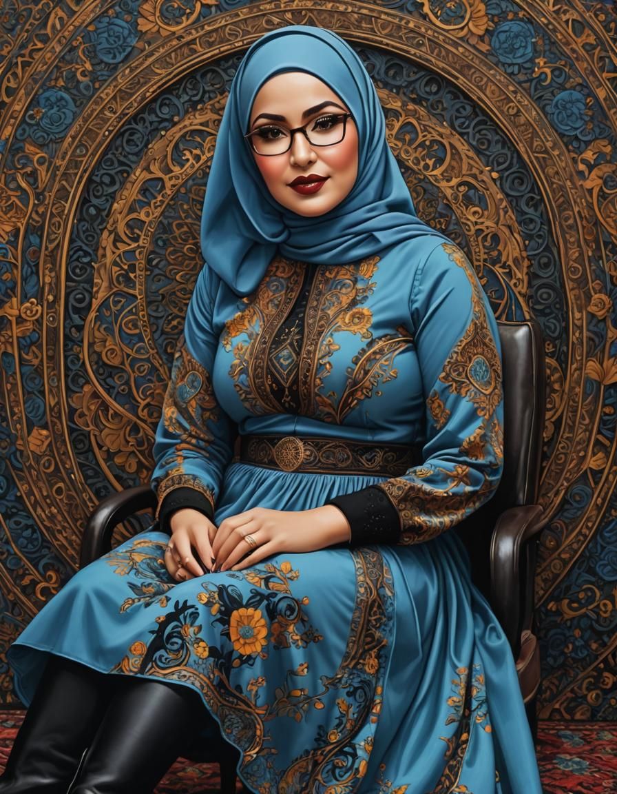 Psychedelic Pop Art Portrait of Woman in Hijab