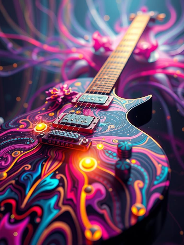 Psychedelic Electric Guitar: Digital Matte Painting