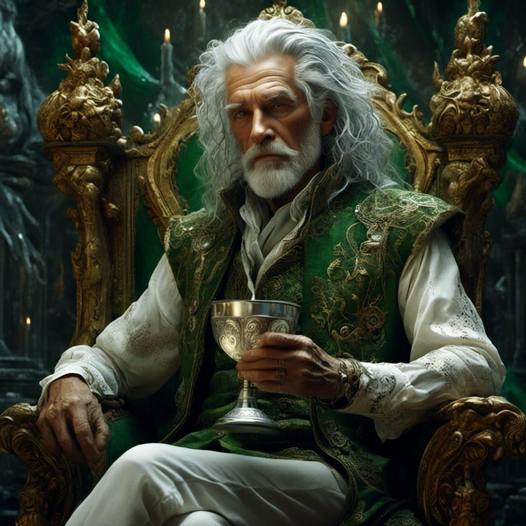 Gaunt Man with Silver Goblet, Digital Art