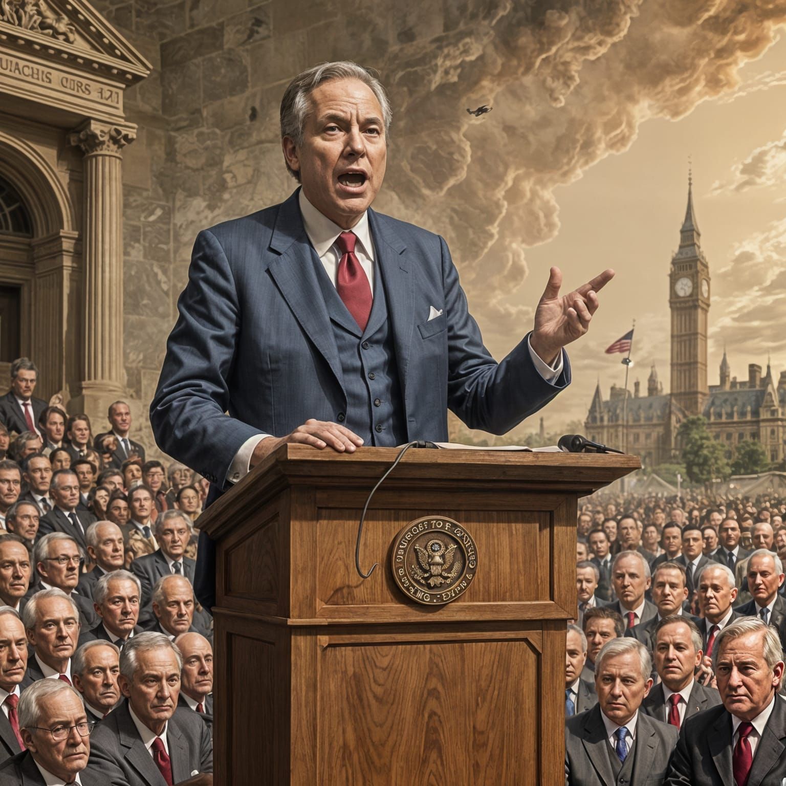 A Eloquent Politician's Endless Rhetoric in a Dramatic Portr...