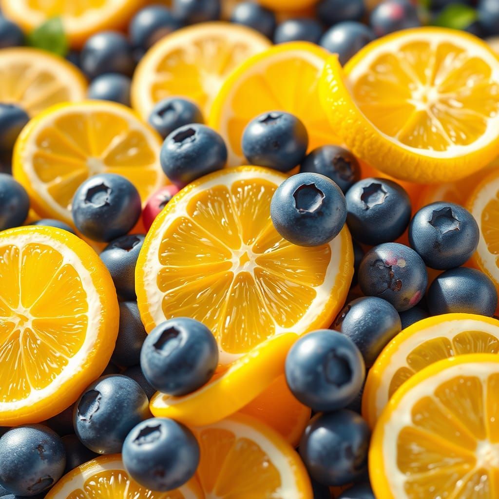 Blueberries and Lemons in Candy Art Style