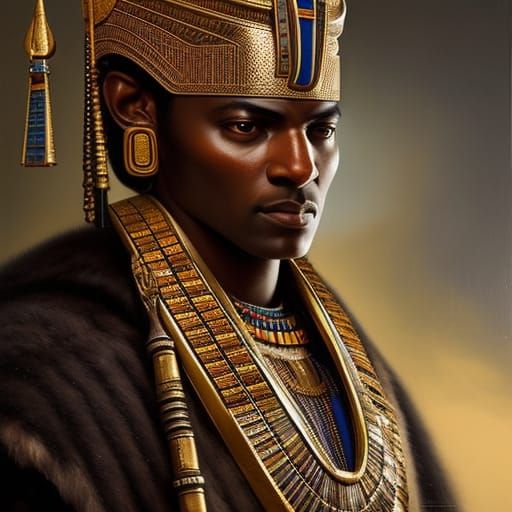African Pharaoh Portrait in Palace, Classical Style