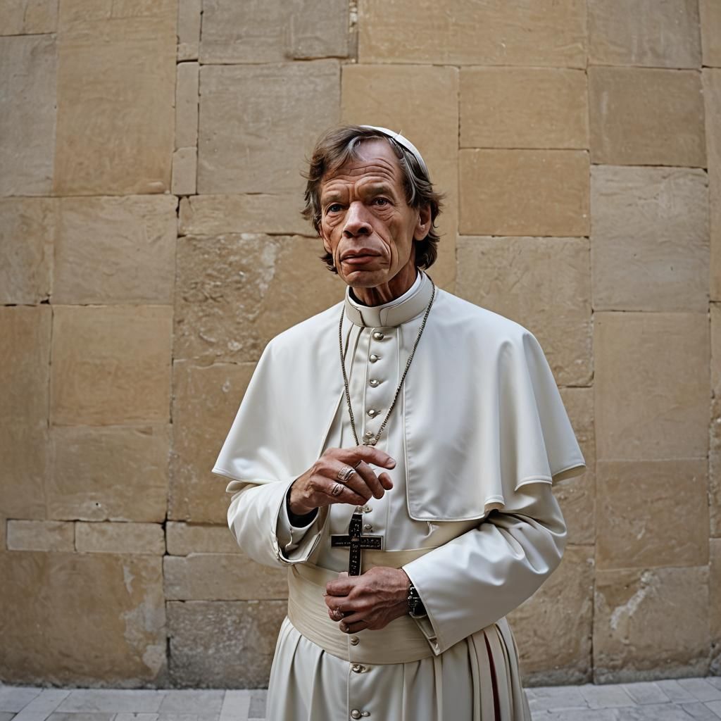 Mike Jagger visits the Pope in the Vatican.