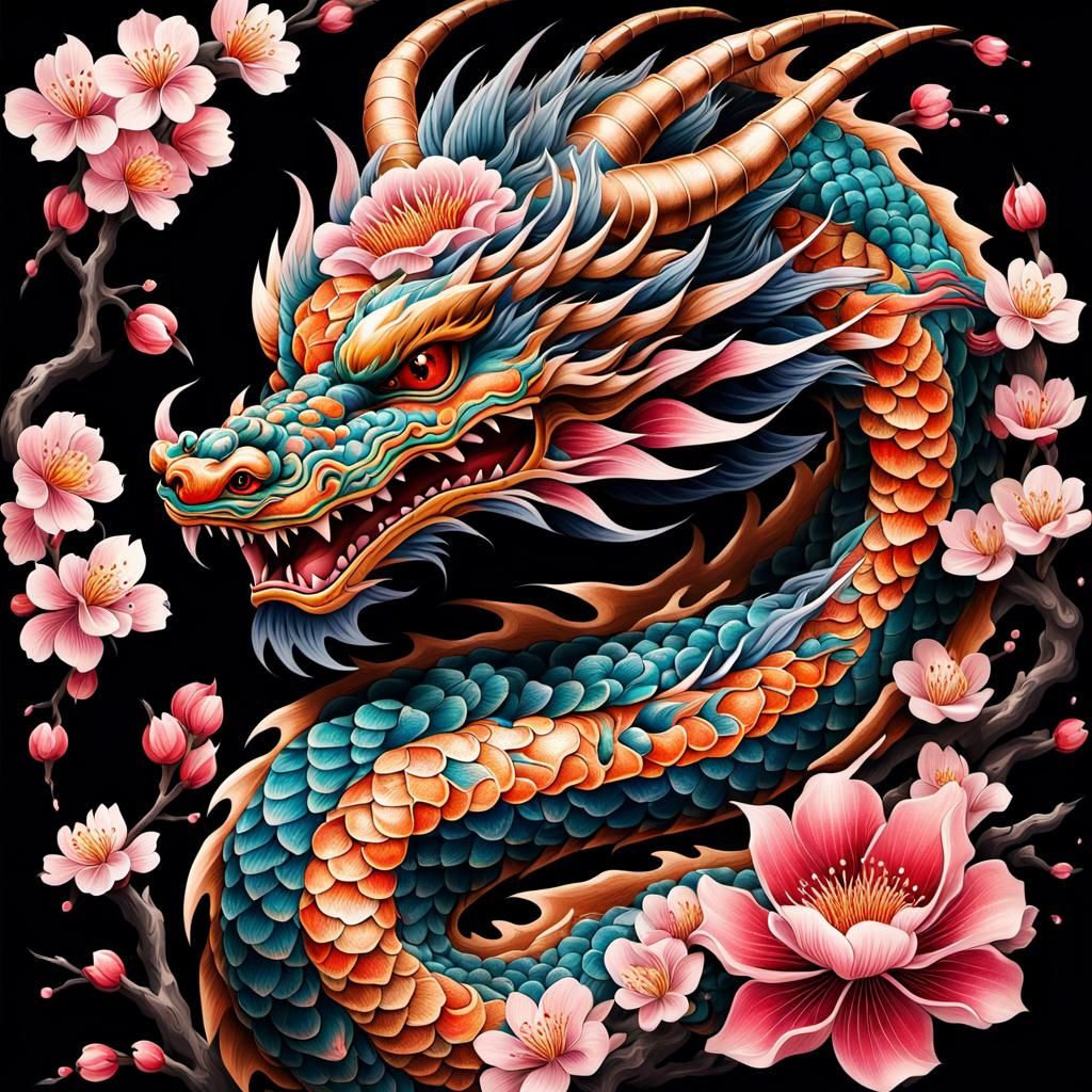 Dragon Tattoo in Japanese Irezumi Style