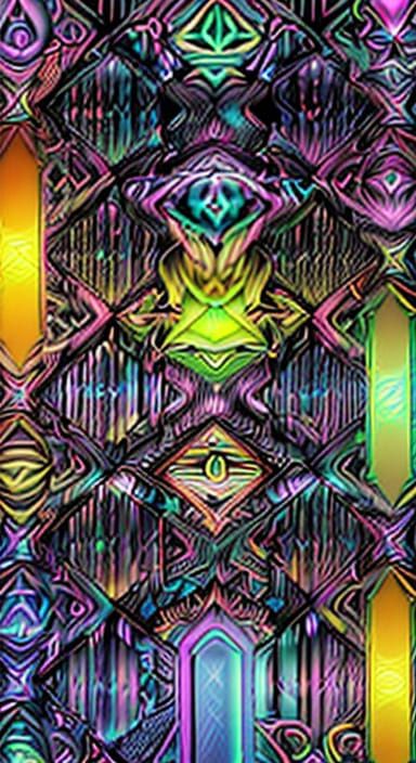 Neon Rainbow Zentangle Optical Art Masterpiece