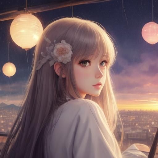 Rainy Day Anime Girl Illustration