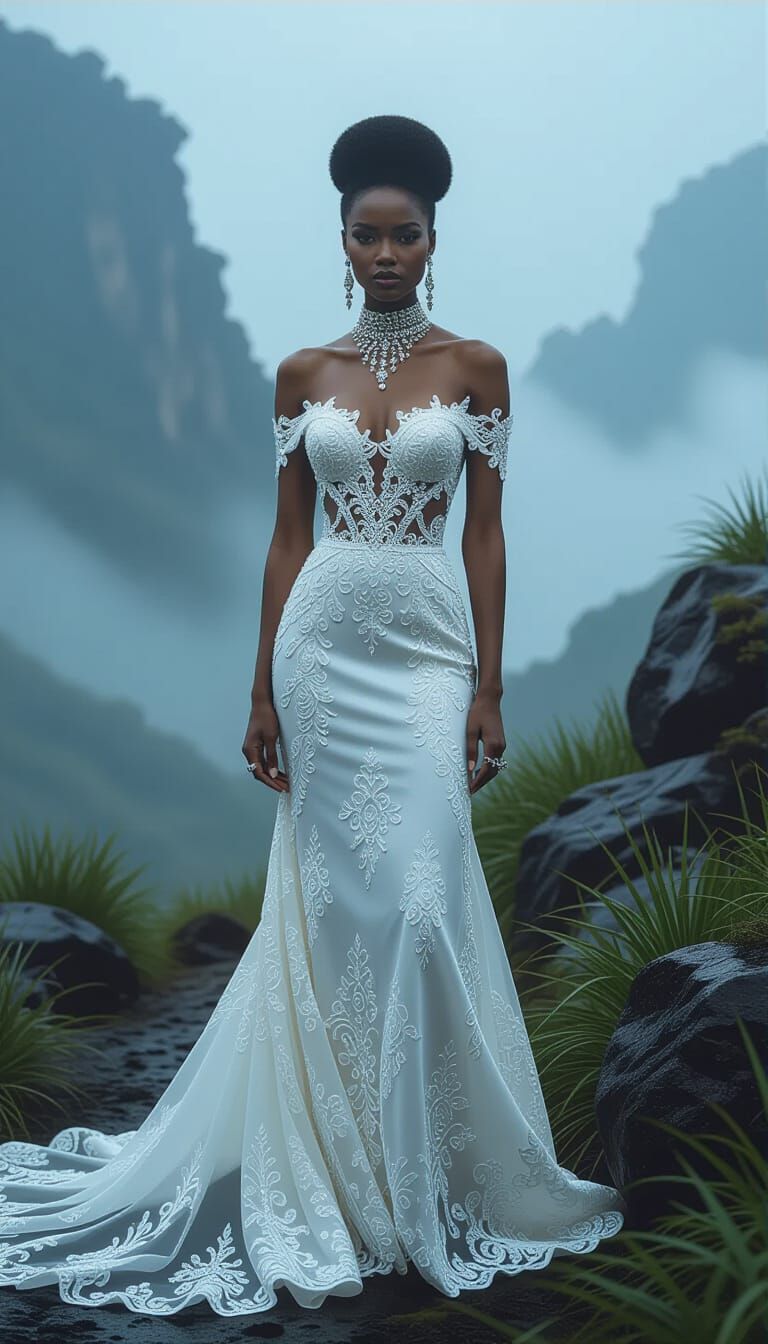 Elegant Model in Futuristic Digital Matte Painting