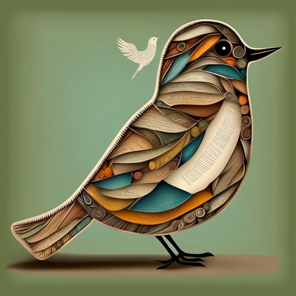 Whimsical Bird Shape Made of Bird-Related Words
