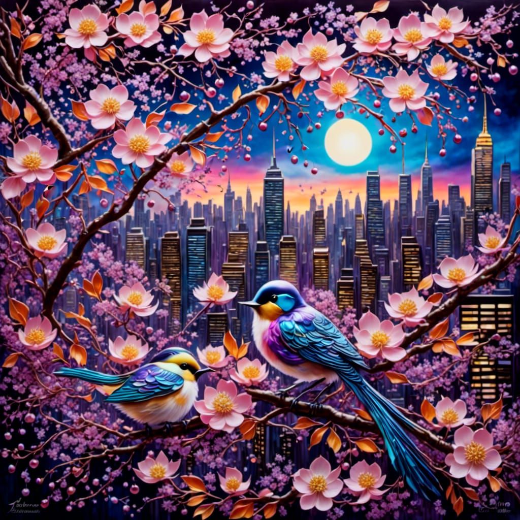 Bird's Nest on Balcony: Oil Painting in Van Gogh Style