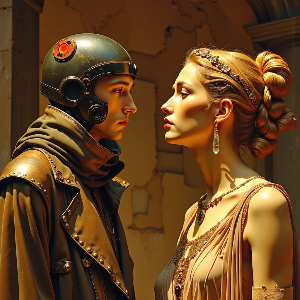 Cyberpunk Casanova's Desperate Serenade in Golden Hour