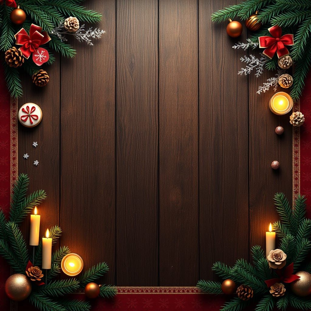 Warm Advent Woodland Scene with Rustic Texture