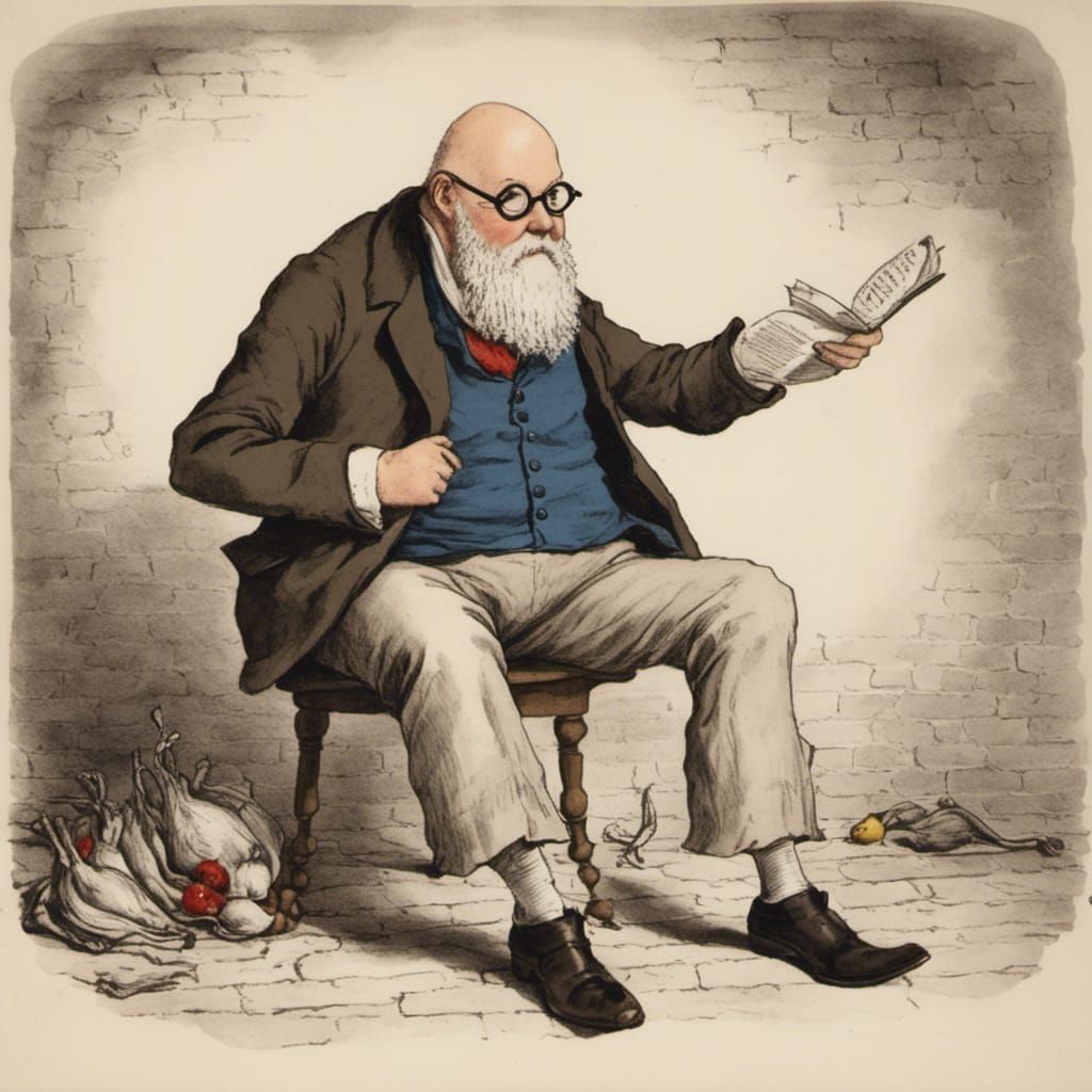 In the style of the satirist James Gillray