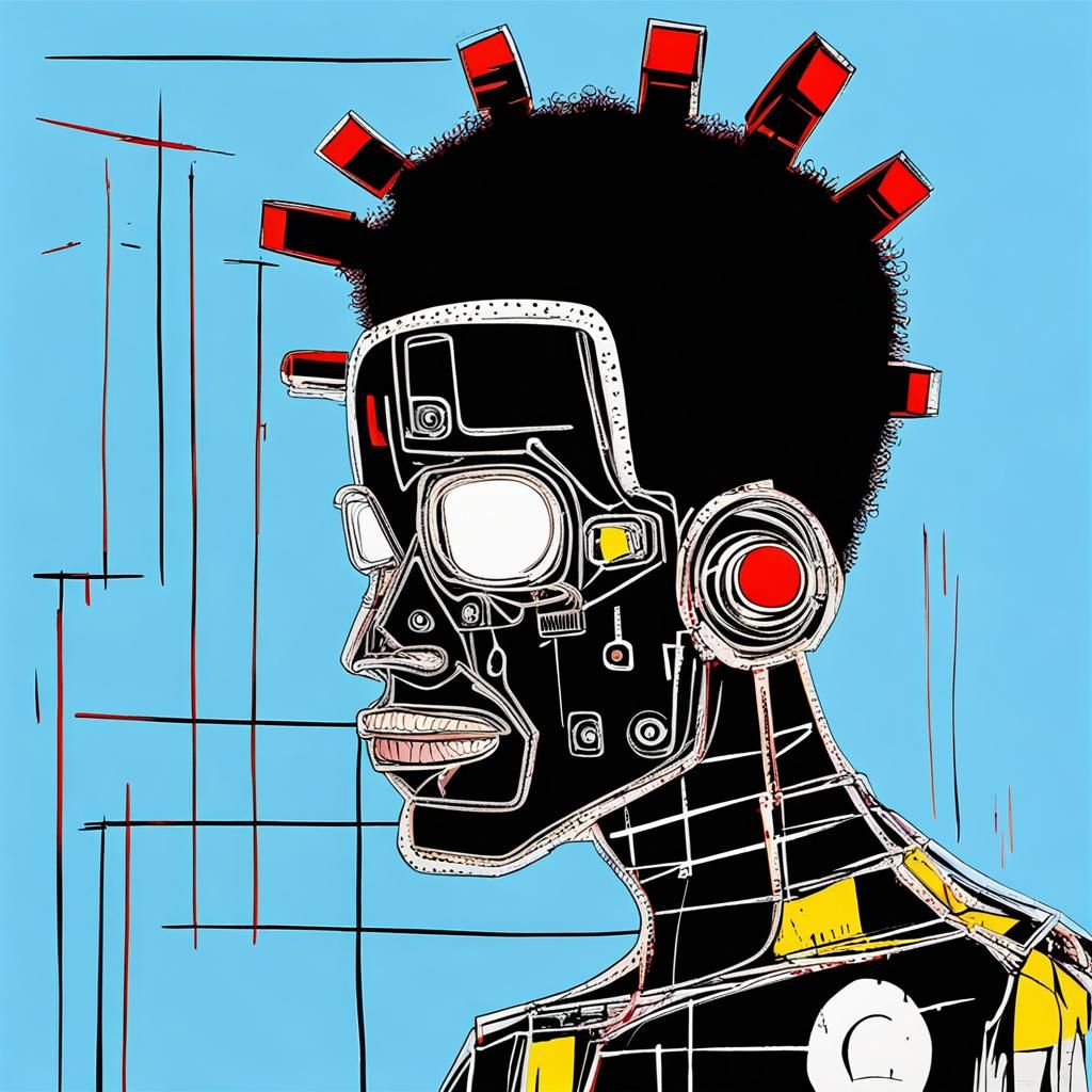 Cyborg Robot Man in Pop Art Style