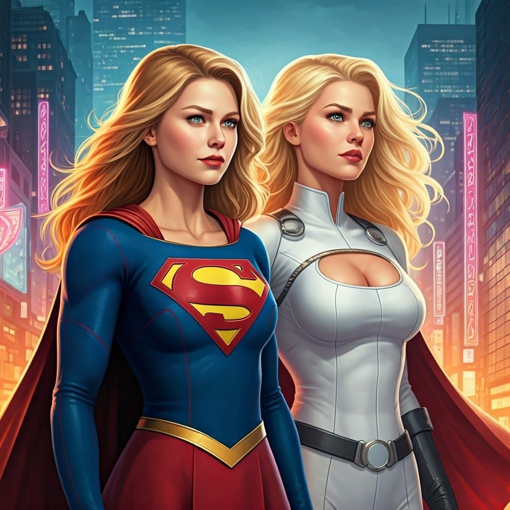 Supergirl and Powergirl: Iconic Superhero Duo in Dynamic Com...