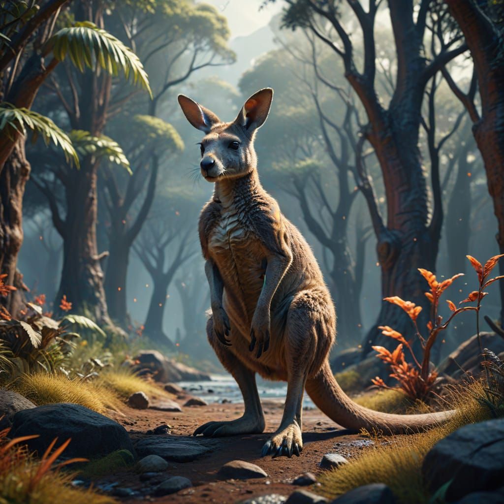 Fantastical Kangaroo Landscape Art