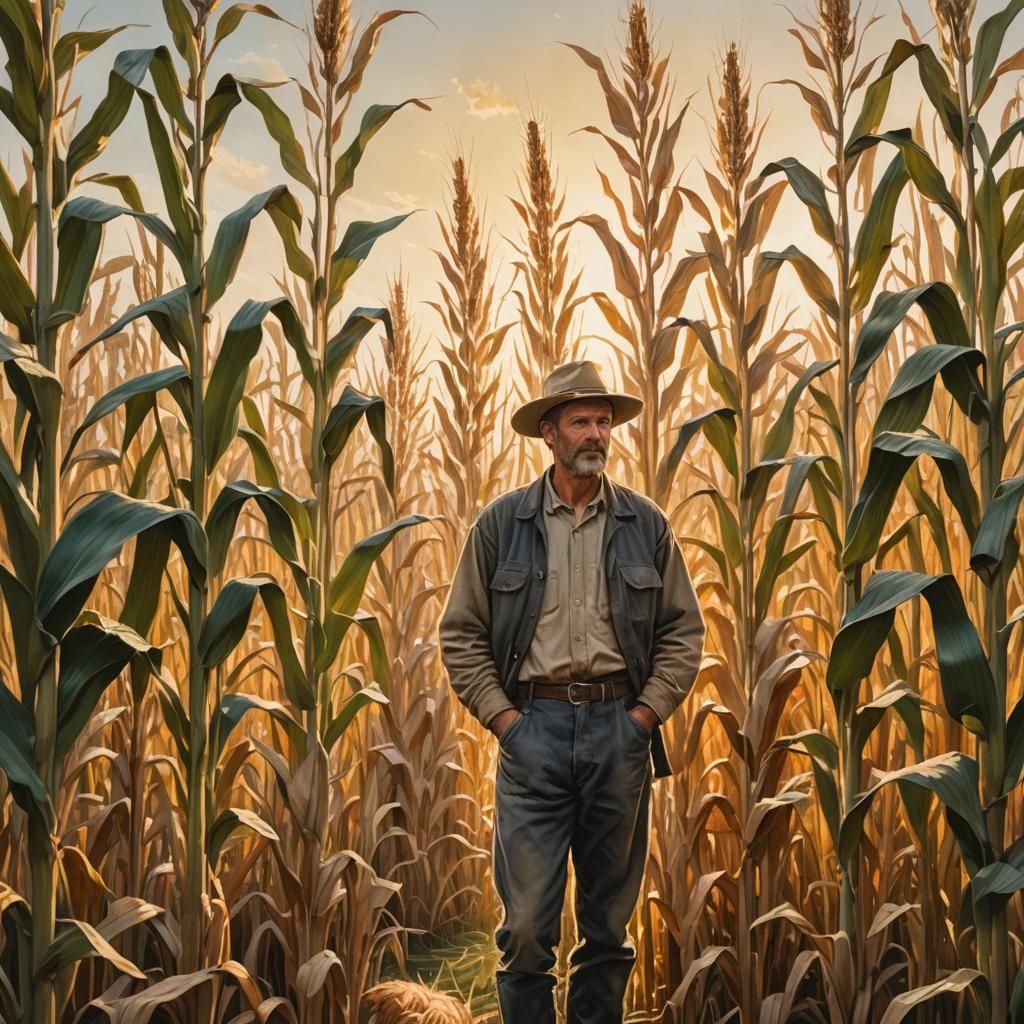 Idyllic Farm Scene in Rustic Painting Style