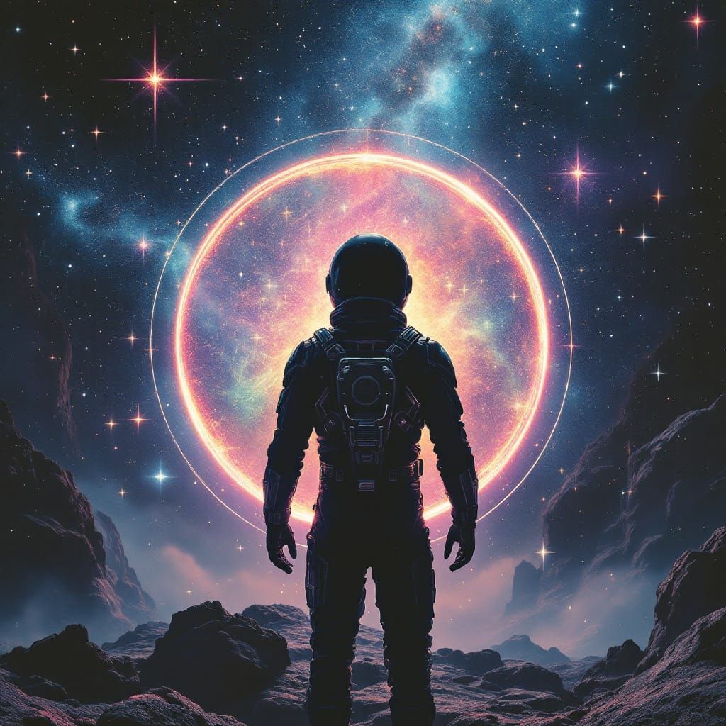 Space Explorer at Cosmic Portal in Digital Art