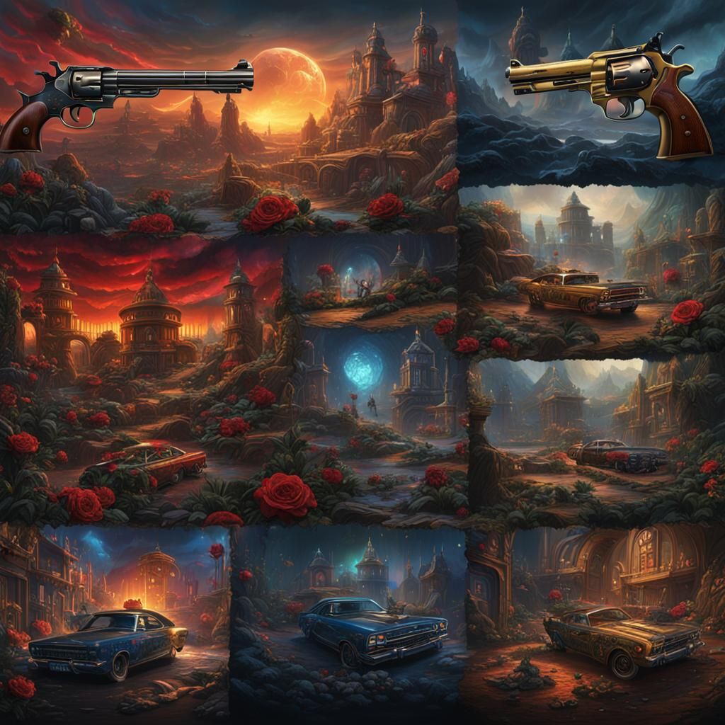 Guns N' Roses Record Sleeves: Detailed Matte Painting