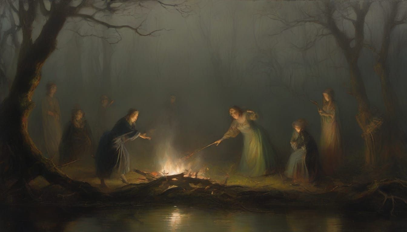 Haunting Swamp Séance: An Atmospheric Oil Painting