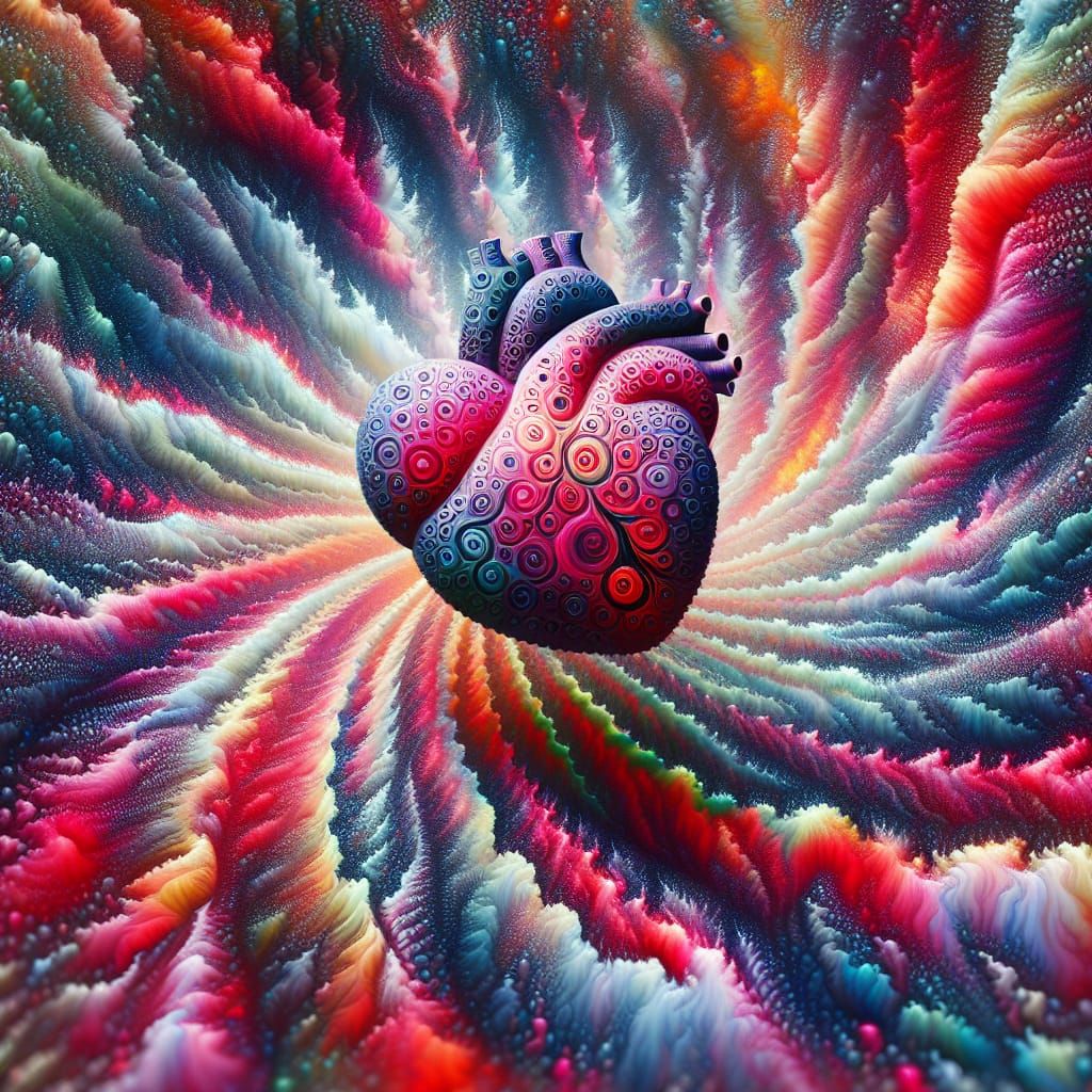 Trypophobic Fractal Zentangle with Heart Explosion