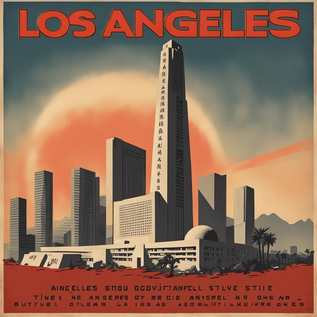 Brutalist Propaganda Poster of Los Angeles