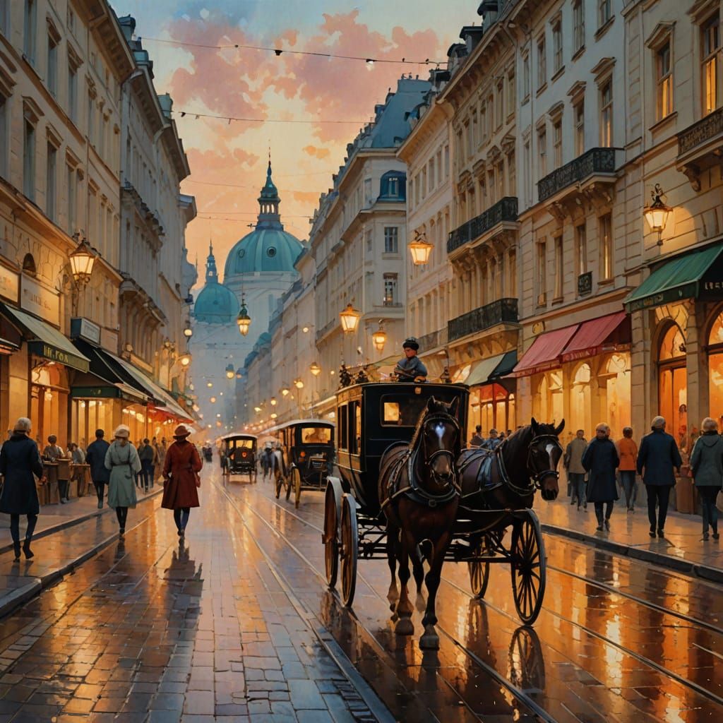Vienna Street Scene in Impressionist Style
