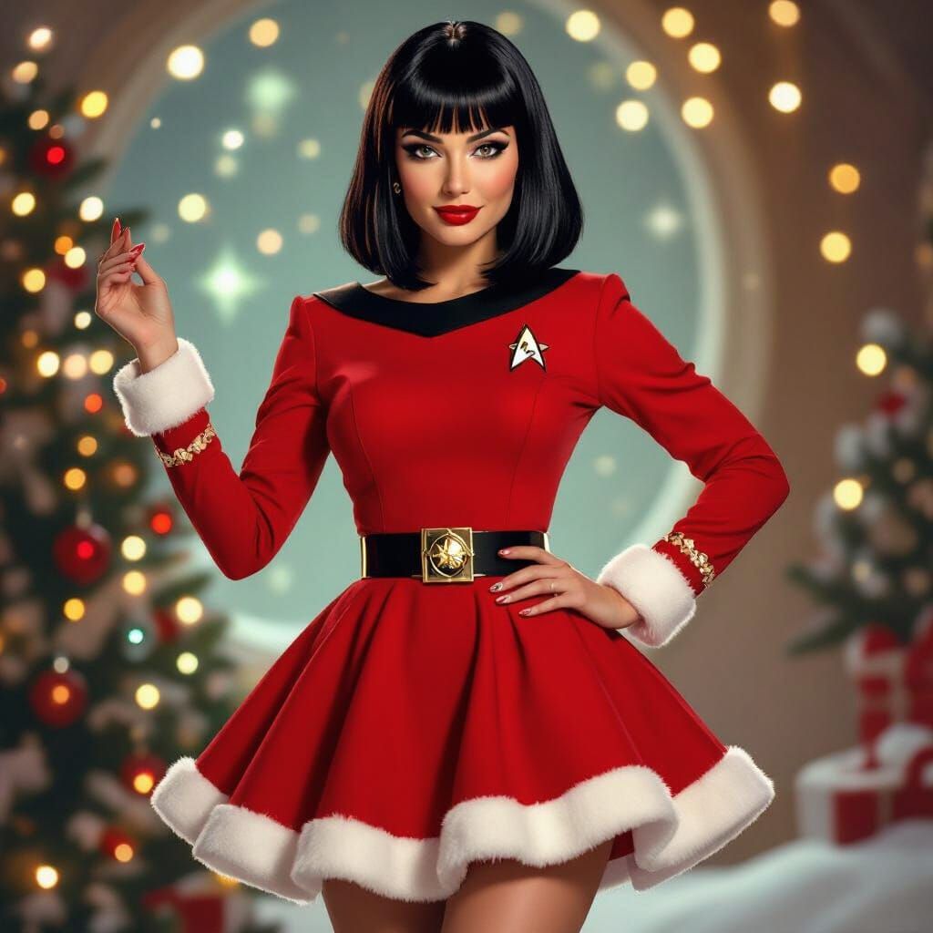Pin-Up Loxy in Festive Star Trek Uniform