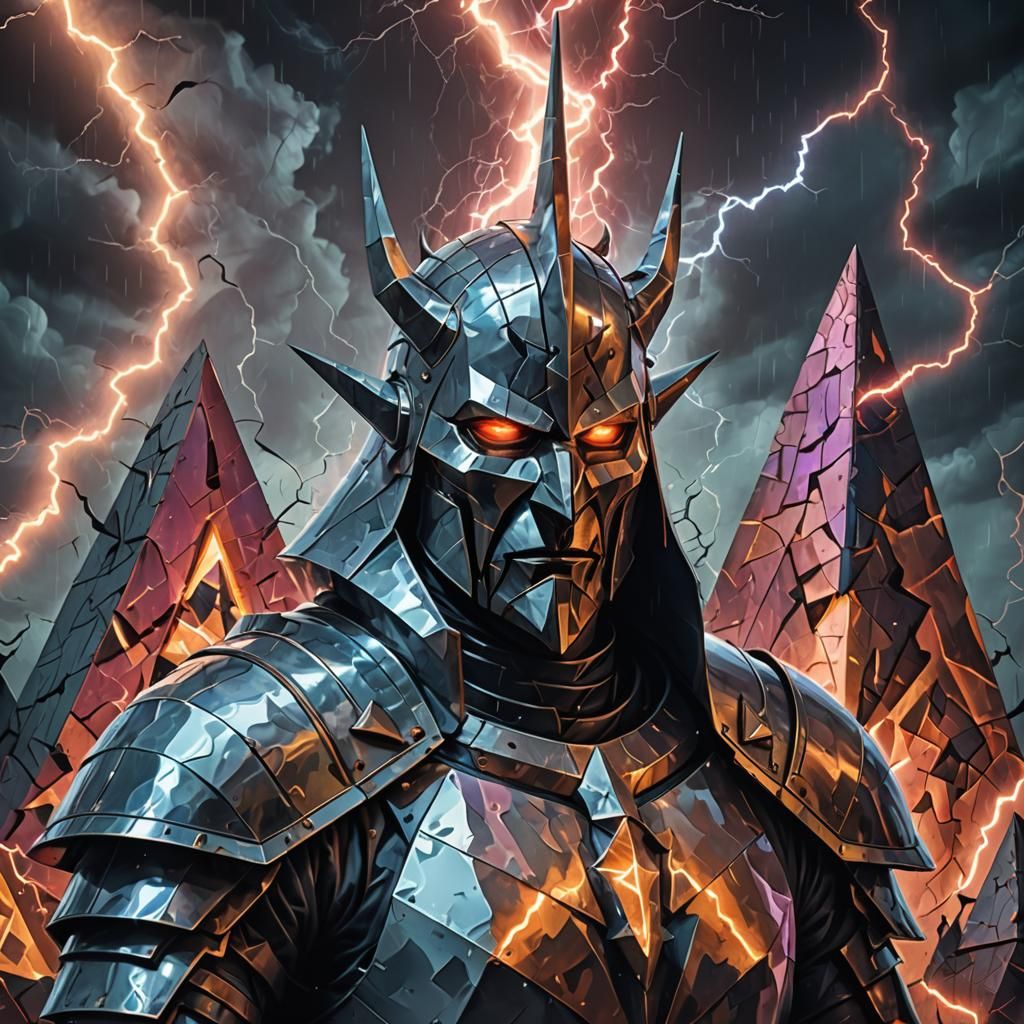 Surreal Demonic Knight in Cubist Dreamscape