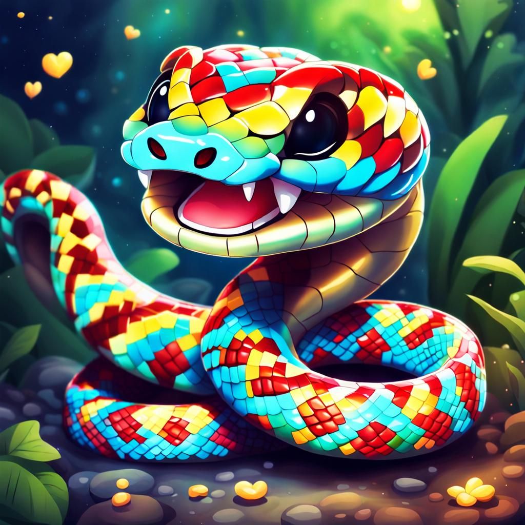 Dazzling Chibi Snake Airbrush Art