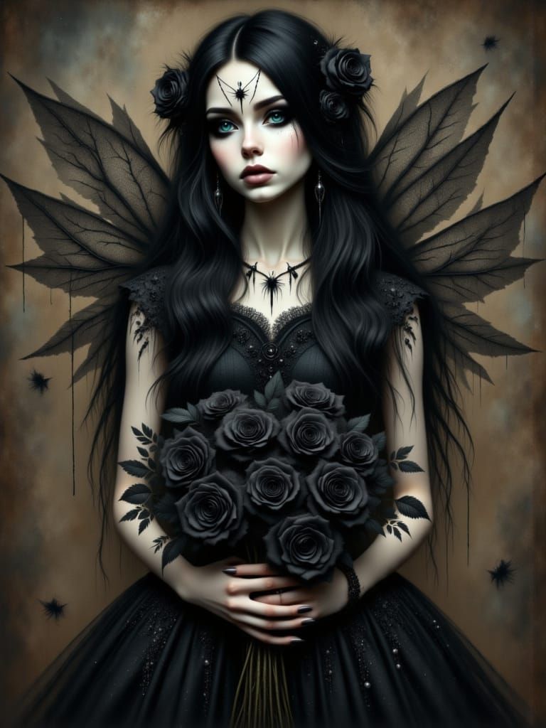Gothic Fairy with Roses as Digital Fantasy Art