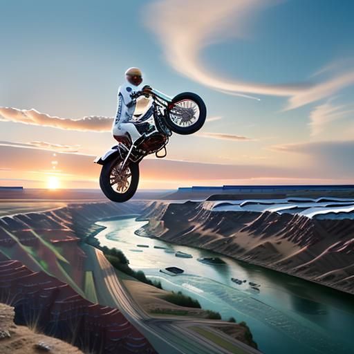 Evil Knievel Motorcycle Jump Over Snake River Canyon at Suns...