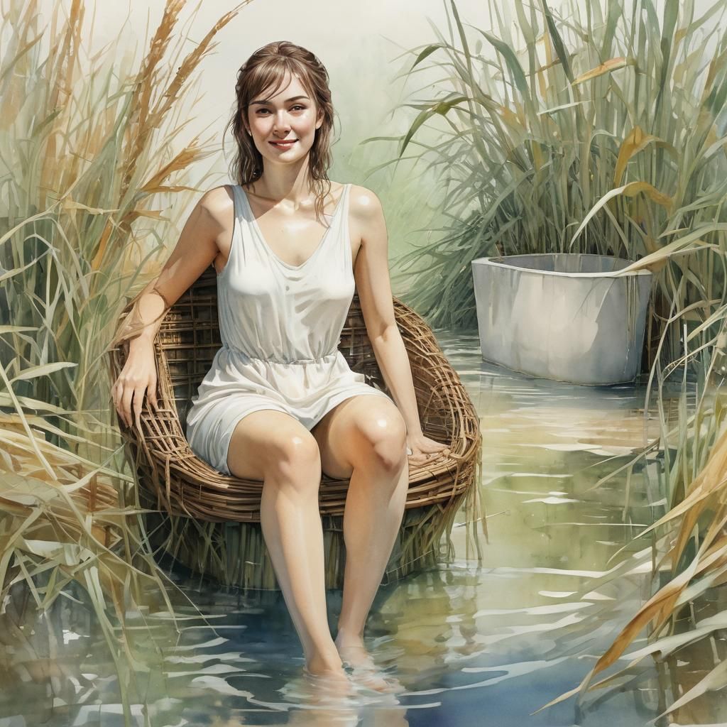 Woman Made of Reeds in Moebius Aquarelle