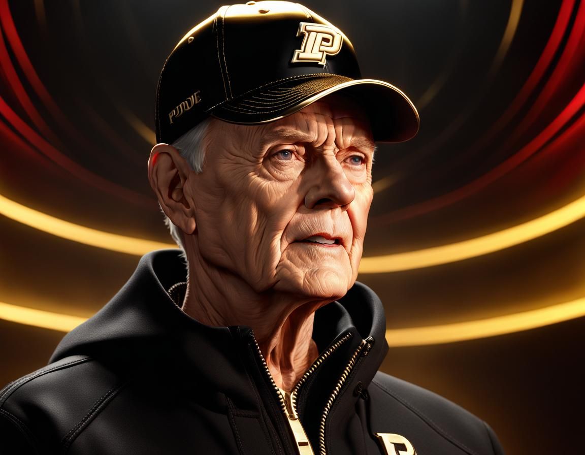 Tom Osborne sporting a Purdue Hat