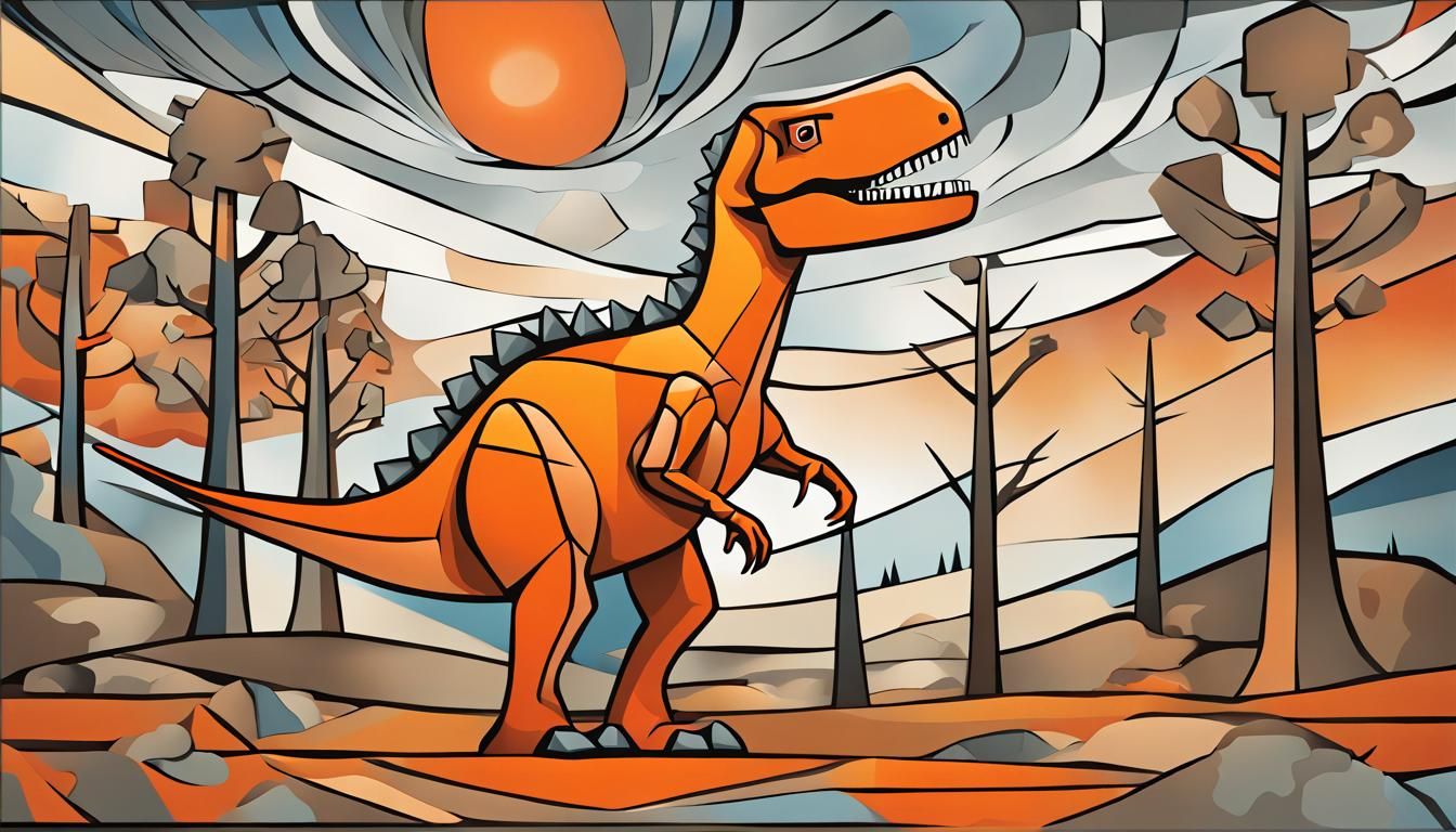 Cubist T-Rex in Abstract Wasteland