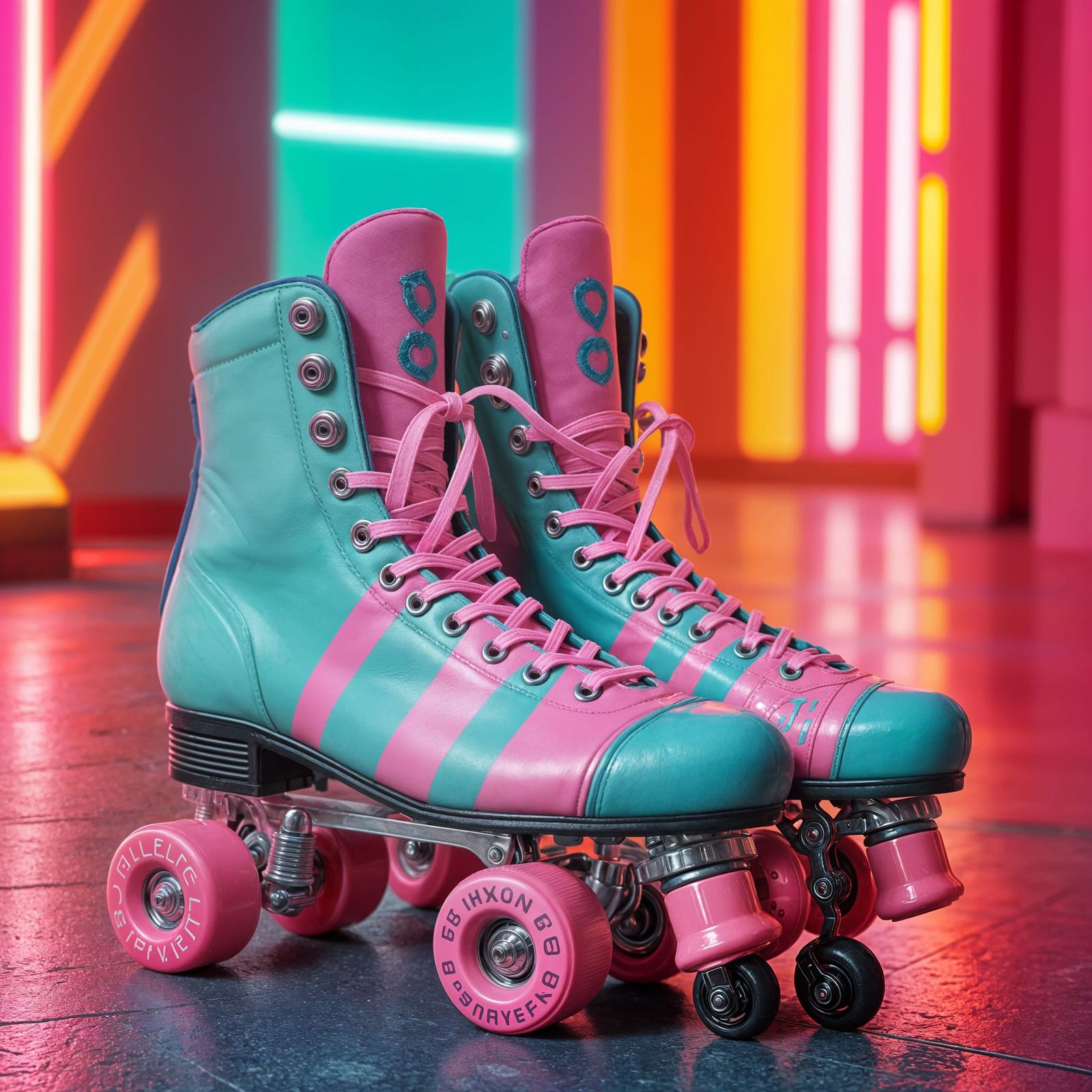 Rollerskates in Neon Futuristic Scene