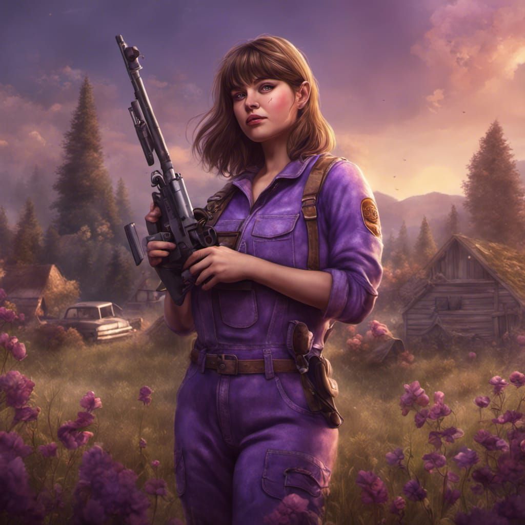 Country Girl Sniper in Detailed Matte Painting Style