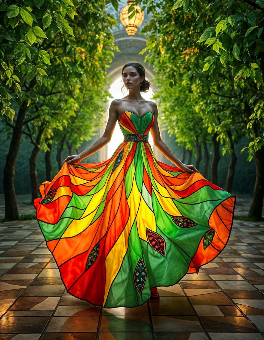 Glass Gown Model in Tiffany Lamp Style