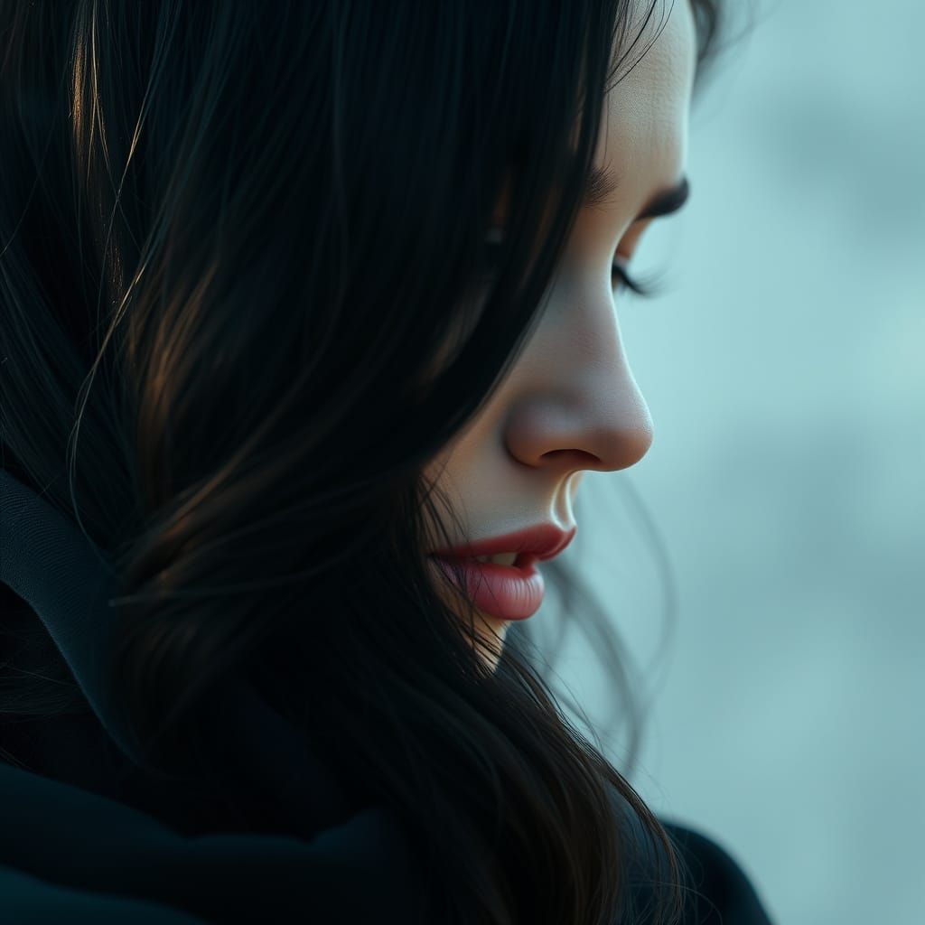 Elegant Woman Portrait in Hyperrealist Photography Style