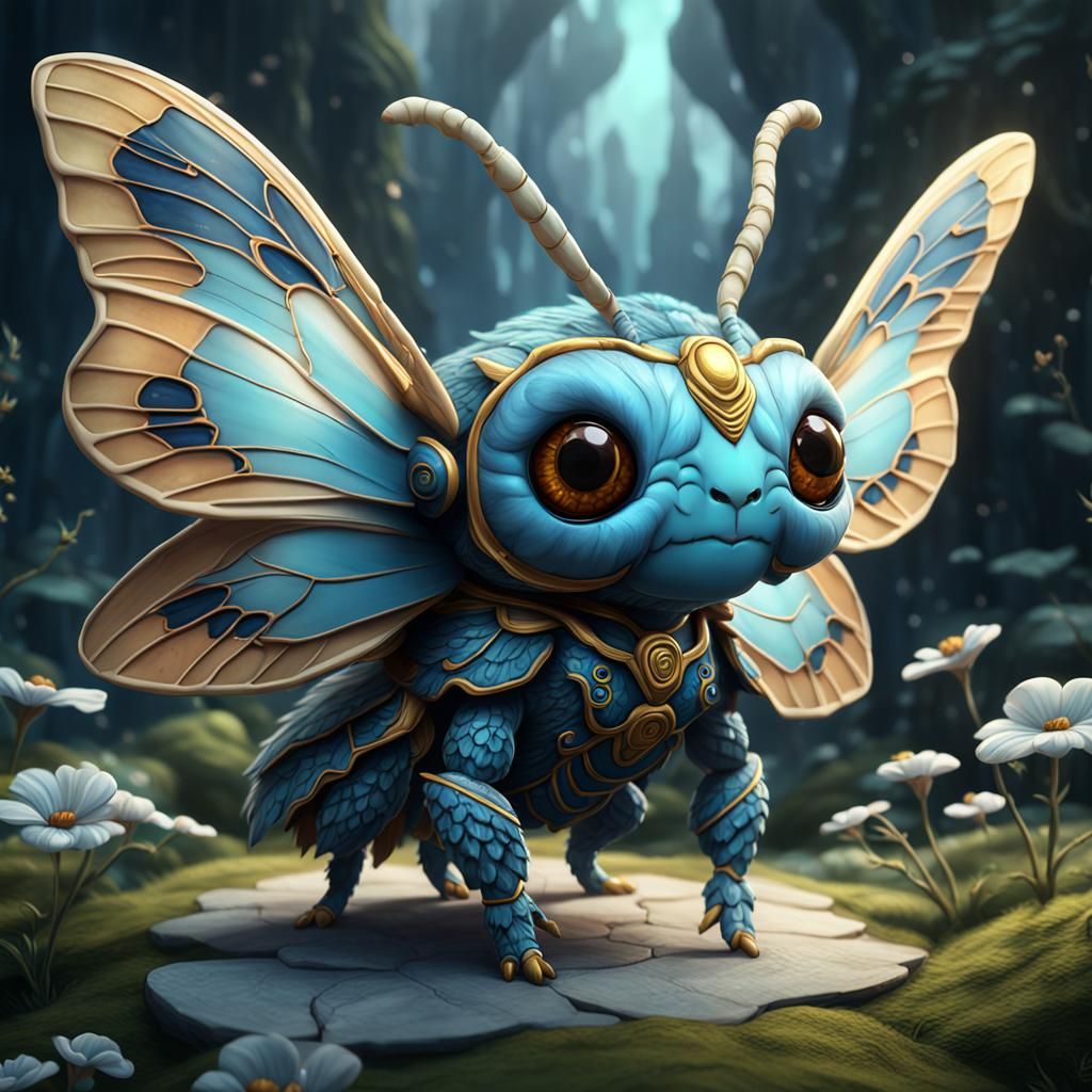 Porcelain Chibi Fairy Goliath Moth in Detailed Matte Paintin...