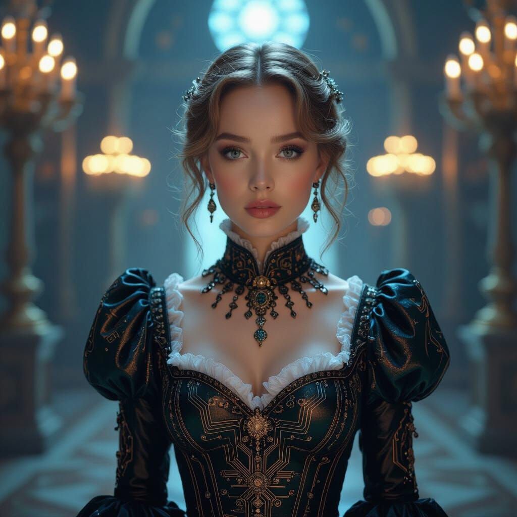 Sydney Sweeney in Steampunk Victorian Ballroom