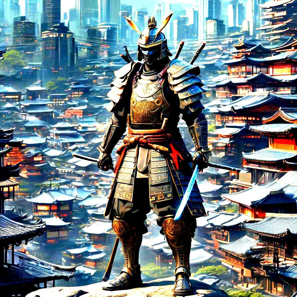 Cyberpunk Samurai in Feudal Japan