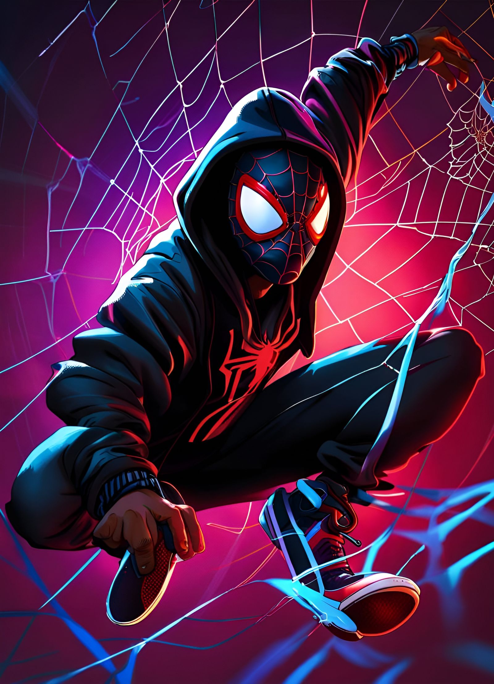 Miles Morales in Hip-Hop Spiderman Suit, Digital Art